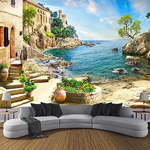 Schlossgarten Meerblick 3D Tapeten Wanddekoration Fototapete Sofas Wohnzimmer Wandbild Schlafzimmer-400cm×280cm