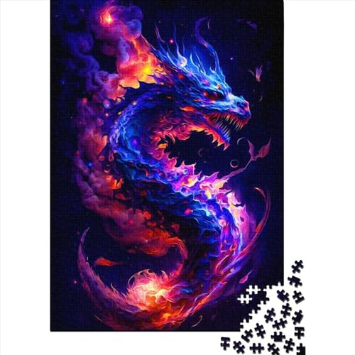 Schwierige, anspruchsvolle Puzzles 1000-teiliges Drachen-Holzpuzzle für Erwachsene. Das Puzzle eignet ganze Familie und ist 29,53 x 19,69 Zoll groß