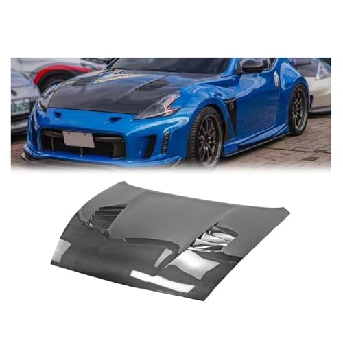 Kompatibel for Nissan 370Z Z34 (ab 09) im VARS-Stil, belüftete Kohlefaser-Motorhaube, glänzende Oberfläche, Motorhaubenabdeckung, Rennsport-Tuning-Teil, Autozubehör