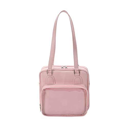 ohodhmnu Damen Tragetasche, Uniform Tasche für Frauen High School Mädchen Tasche Tasche Große Kapazität Handtaschen Schultertasche, rose, with scarf