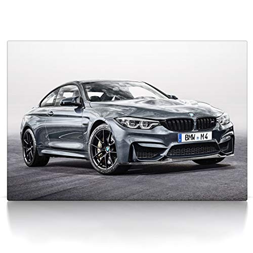 Leinwandbild M4 Coupe - Leinwand Bild auf Keilrahmen - Wandbild Auto kompatibel mit BMW M4 Coupe (60 x 40 cm, Leinwand auf Keilrahmen)