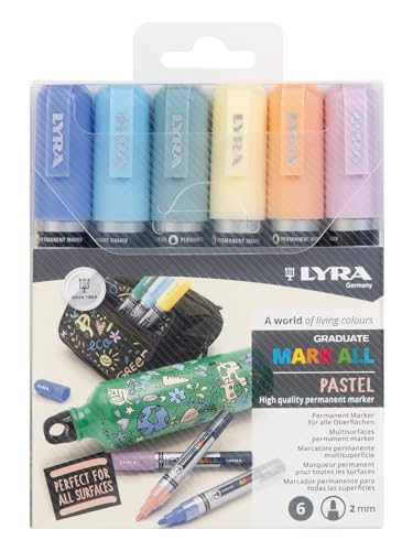 LYRA Graduate Mark All 2 mm Medium Umschlag 6 Stück Pastellfarben sortiert