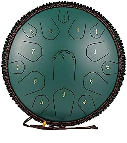 15 Tone Steel Drums D Key Steel Tongue Drum 14 Zoll Give Away Drum Rack, dickes Kohlenstoffstahlmaterial, für Meditation, Yoga, Show und Zen, Mo Jade Green