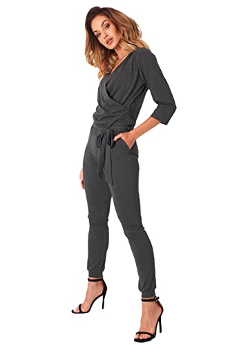 Lemoniade eleganter Jumpsuit in verschiedenen Varianten und Farben (L, Modell 2 Dunkelgrau)