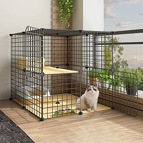 Katzenkäfig, Katzenkisten für Hauskatzen, Katzenlaufstall, Katzenaußengehege, DIY-Katzenlaufstall, Metallzwinger mit Plattformmatte für 1–2 Katzen, Frettchen, Chinchillas, Kaninche