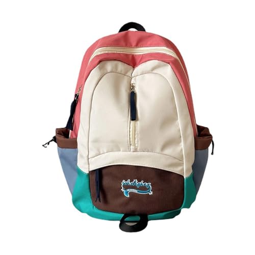 Kontrastfarbener Rucksack Mit Reißverschluss Für Damen Und Herren Große Kapazität Schultasche Für Teenager Lässiger Outdoor Reise Tagesrucksack