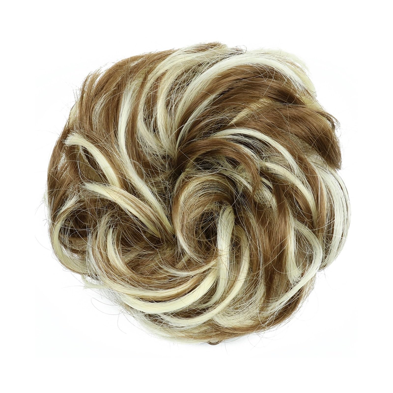 Haarteil Synthetischer Haarknoten, unordentlicher Chignon, Pferdeschwanz, Haarverlängerung, elastisches Gummiband, Haargummis for Frauen, blond, braun, gewellter Dutt Haarverlängerung(Q-12H613)