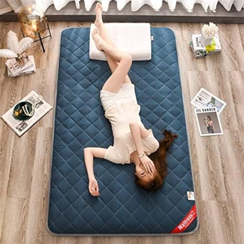 Japanische Tatami-Bodenmatte, Schlafbett, faltbar, Futon-Matratzenauflage, bequem, tragbar, Klappbett, Gästematratze, Blau, 0,9 x 2,0 m