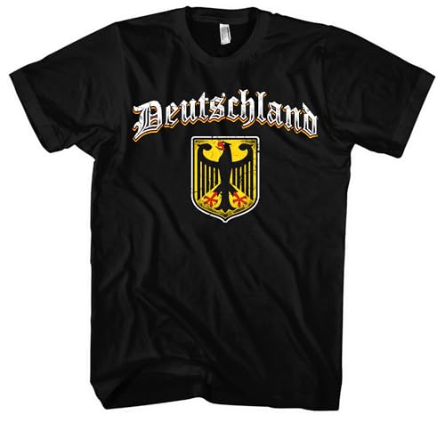 Deutschland Herren T-Shirt | Deutschland Shirt EM WM Deutschland Flagge Tshirt Germany Fußball Deutschland Trikot | M8 Schwarz (4XL)