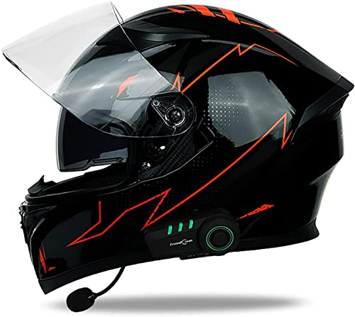 Integralhelm Helm Motorradhelm Mit Bluetooth-Headset und Klapphelm Doppelvisier Full face Motorrad Helm Klapphelm DOT/ECE Genehmigt Rollerhelm für Erwachsene Damen Herren