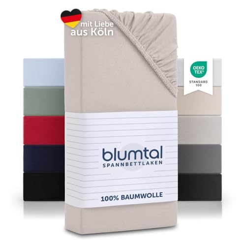 Blumtal Basics Baumwolle 2er-Set Spannbettlaken 160x 200 cm - 100% Baumwolle Bettlaken, bis 25cm Matratzenhöhe, Elfenbein