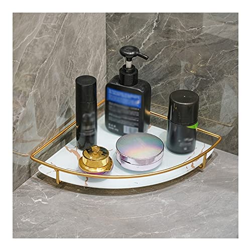 YIHANSS Eck-Duschregal, nordisches Metallregal, Glas-Ablagefach, Badezimmer-Zubehör, Doppellagiges Waschzubehör, dreieckiges Regal, Schminktischhalter für zu Hause, Dusch-Organizer (Farbe: B1) (A1)