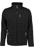 OS Trachten Orbis Herren Fleecejacke Strickfleecejacke Freizeitjacke mit Stehkragen hochgeschlossen Nucku, Größe:XXXL, Farbe:anthrazit