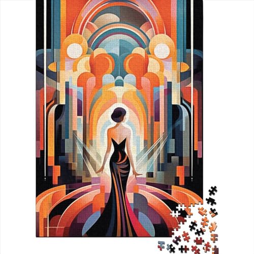 Vintage Art Deco Poster Holzpuzzle Puzzles für Erwachsene Teenager Erwachsene 1000 Teile Puzzle Geschenke Holzpuzzle für Erwachsene Teenager 75x50cm