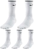 Nike Socken 5 Paar Herren Damen Sparset Tennissocken Sportsocken Laufsocken Paket Bundle, Farbe:weiß, Größe:42-46