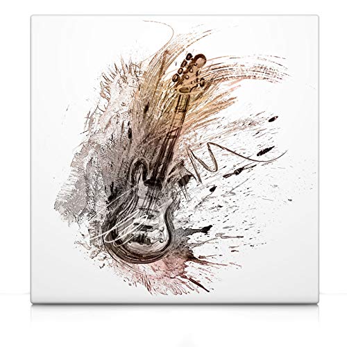 Abstract Music II Gitarre - Leinwand Bild - Abstrakt Musik Wandbild aufhängefertig Kunst Druck Bilder Wand Deko Modern Art XXL Wohnzimmer (50 x 50 cm, Leinwand auf Keilrahmen, Gitarre)