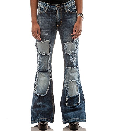 Comycom Damen Jeans Schlaghose mit Flicken Star Oldway 34/34