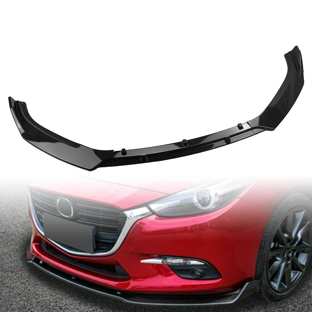 Splitter Für Mazda 3 Für Axela Für Mazda3 2014-2018 Frontspoilerlippe Untere Schutzplatte Splitter Board Blade Carbonfaser-Look Schwarz Glänzend Frontlippe(Glossy Black)