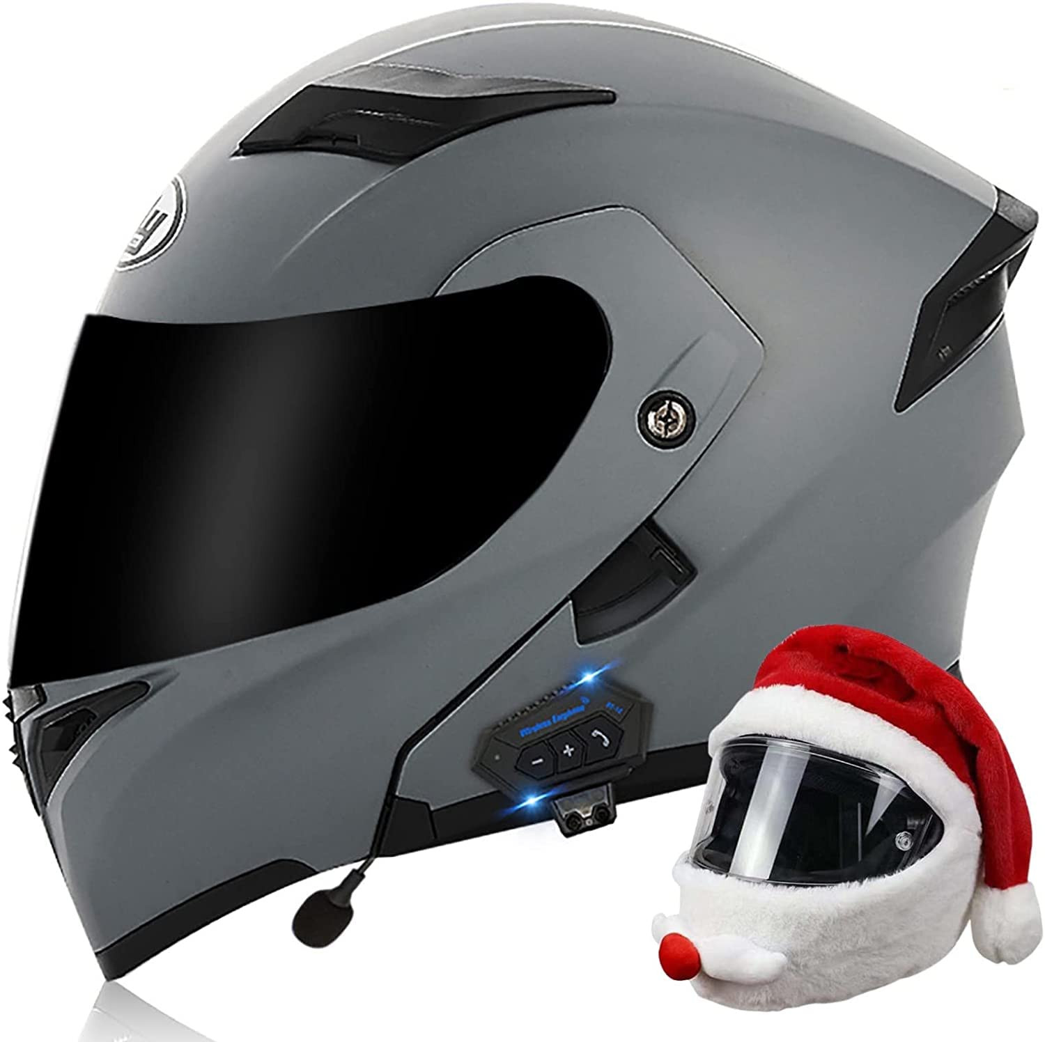 Motorrad Integrierter Bluetooth Modularer Klapp-Motorradhelm DOT/ECE-Zugelassener Mit Doppeltem Sonnenvisier Leichter Integral-Motorradhelm Für Erwachsene Herren Damen