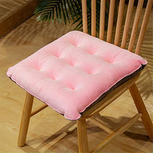 Nicole Knupfer 2er Set Sitzkissen, Stuhlkissen mit Bändern, Samt Kissen Sitzauflage Stuhlauflage für Indoor und Outdoor (Pink,Viereck 45x45 cm)