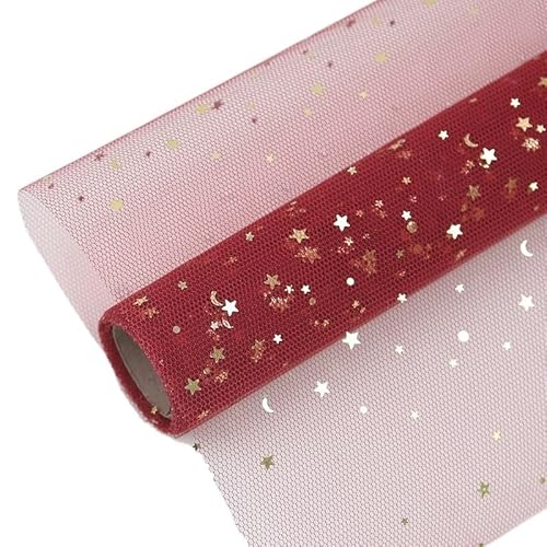 Blumen Geschenkpapier Stern-Mond-Garn, Blumenverpackungspapier, Rosengaze-Netz, Blumenverpackungsmaterial, Blumenladen, Blumenverpackungspapier(Colour 008)