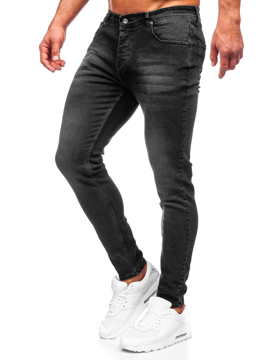 BOLF Herren Jeanshose Jeans Used Look Jeanspants Destroyed Denim Style Slim Fit Narrow Leg Freizeit Casual Style R919-1 Schwarz XL [6F6]