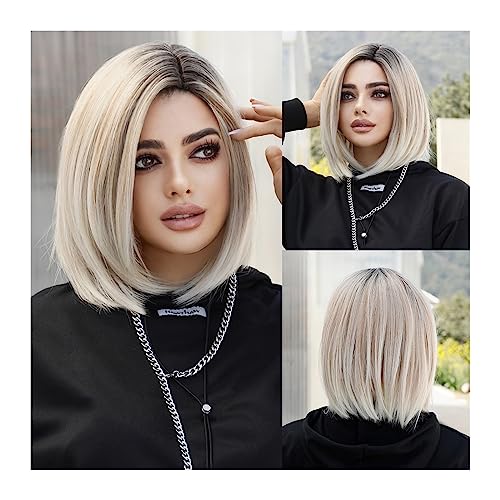 Perücken Kurze Ombre-blonde Bob-Perücke for Frauen, tägliche Party, natürliche synthetische Lavendel-Seitenscheitel-Perücke, hitzebeständige gerade Perücken Die besten Perücken aus Echthaar