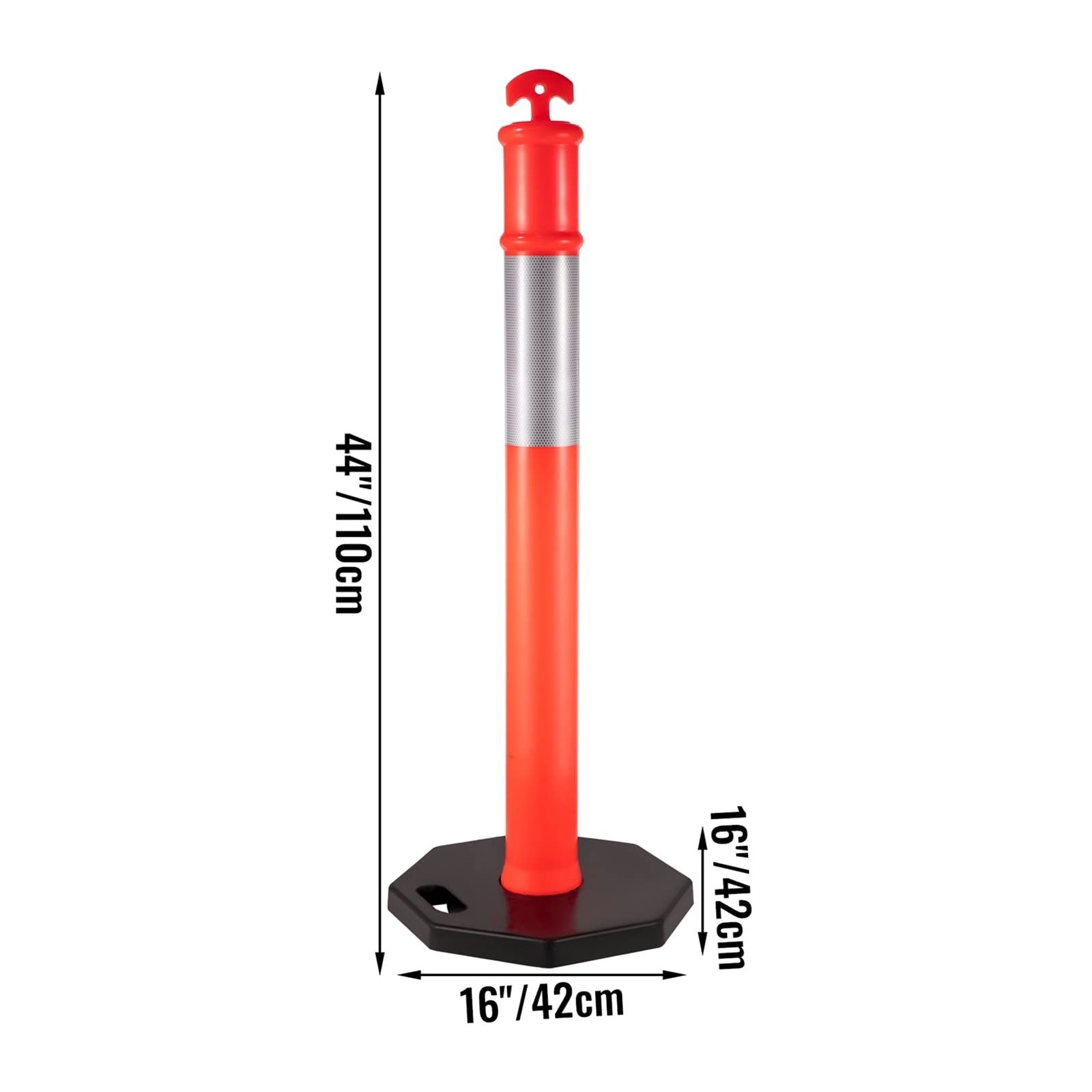 Verkehrsleitpfosten for Parkplatz Baustelle Kanalisierkegel Gummisockel Leitpfosten 3/4/5/6/9/10/12 STK Robust und langlebig(3 Packs)