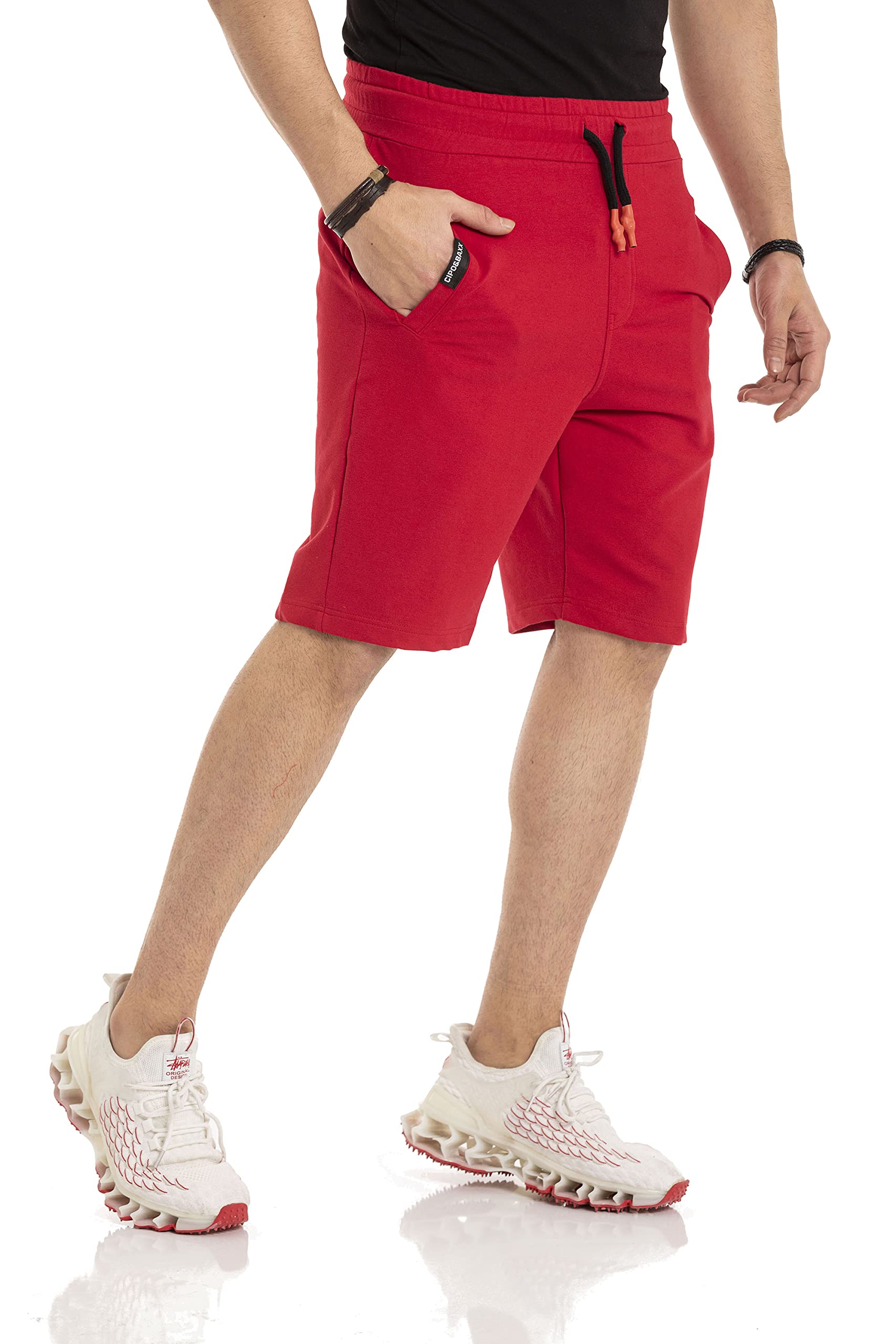 Cipo & Baxx Herren Shorts Kurze Hose Sweat-Pants Bermuda Capri Freizeithose CK271 Rot M