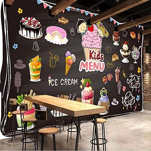 XLMING Vintage Hand Gemalt Dessert Kreidetafel Cake Shop Restaurant 3D Tapete Home Dekoration Wohnzimmer Sofa Schlafzimmer Tv Hintergrund Wand-250cm×170cm