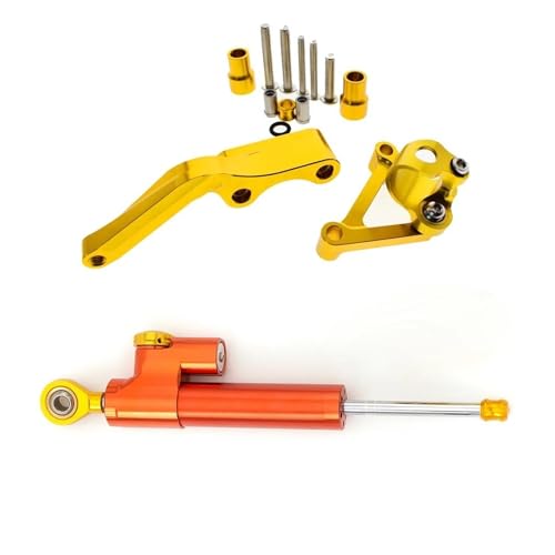 Dämpfer Lenkungsstabilisator Motorrad Aluminium Lenkung Stabilisieren Dämpfer Halterung Unterstützung Montage Kit Für Ducati 696 Für Monster CNC-Halterung(Orange)