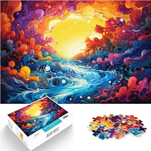 Puzzle für schöne, farbenfrohe Flusslandschaft, 1000 Teile, für Erwachsene, Geschenke, Holzpuzzle, interessantes Puzzle zur Stressreduzierung, 1000 Teile (50 x 75 cm)