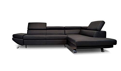 Quattro Meble Echtleder Ecksofa Varsovia 278 x 210cm aus hochwertigem italienischem Naturleder Sofa Couch mit Kopfstützen Echt Leder Eck Couch viele Farben (278x210 cm Ecke Rechts)