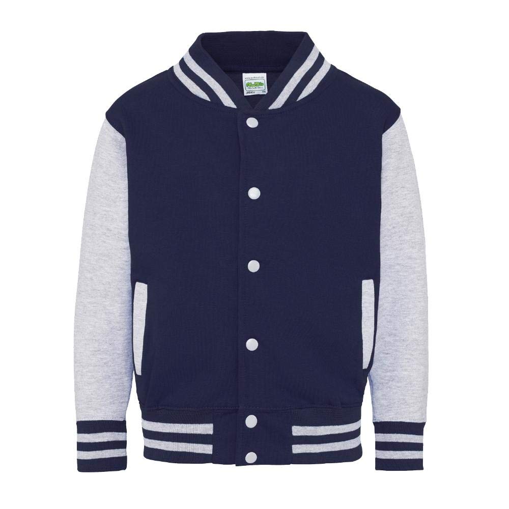 Just Hoods - Kinder College Jacke/Oxford Navy/Heather Grey, 5/6 (S)