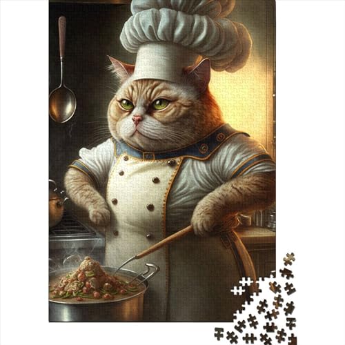 Kunstpuzzle für Erwachsene 1000 Teile, Koch-Katzen-Spaßpuzzle für Erwachsene, 1000-teiliges Holzpuzzle für Erwachsene und Teenager, 29,53 x 19,69 Zoll