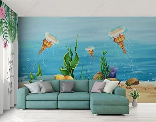 XLMING Blaue Unterwasserwelt Muster Küche Esszimmer Arbeitszimmer Wohnzimmer TV Hintergrund Wand 3D Tapete-250cm×170cm