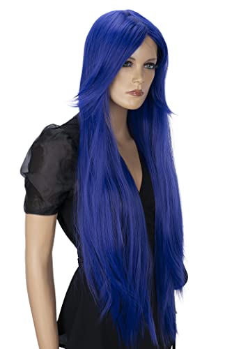 CAISHA 80cm Extra Langhaarige Perücke Voluminös Cosplay Party Wig Dunkelblau CP20