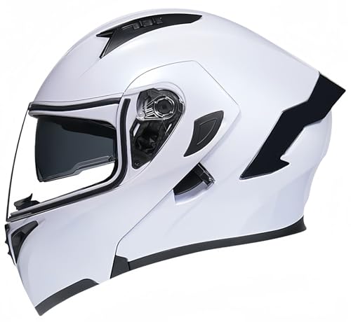 Modularer Integralhelm Für Motorräder, Hochklappbarer Motorradhelm, ECE-Zugelassener Doppel-Integralvisierhelm Für Herren Und Damen, Roller-Motorradhelm Für Erwachsene B,M54-55CM