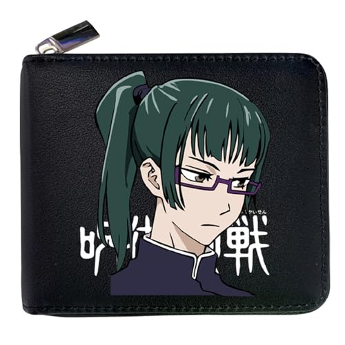 RYNDEX Jujut-su Kais-en Anime Wallet, Spaß Süß Kawaii Kartenetui mit Münzfach, Reise-Kulturbeutel für Ausweis Banknote Münze Foto(Color:Black 11)