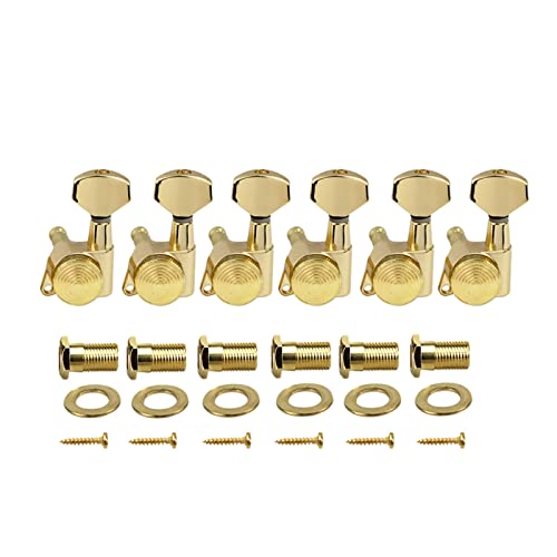 6 Teile/Satz Verriegelungs-Tuner E-Gitarren-Maschinenköpfe Lock String-Tuning-Pegs 6R / 6L. Getriebeverhältnis 1:19. Stimmwirbel Mechaniken (Color : Gold 6L)