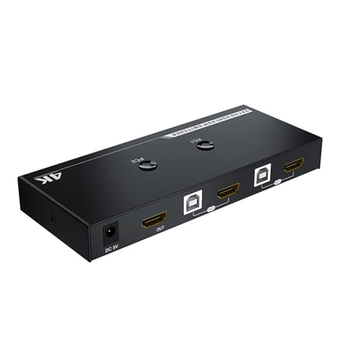 Fhkpsqkcn 2-in-1-Out-4K-Video-Switcher-Box, 2 x 1, 3840 x 2160P, hohe Auflösung, 2 PCs, 1 Bildschirmfreigabegerät