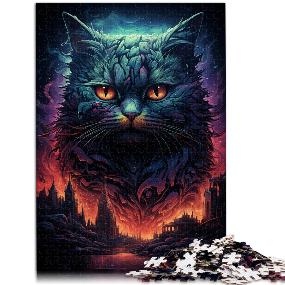 Puzzles, Geschenke, Spielzeug, Bunte psychedelische Katze aus der Zukunft, 1000-teiliges Puzzle für Erwachsene, Holzpuzzle, Stressabbau-Spielzeug, 1000 Teile (50 x 75 cm)