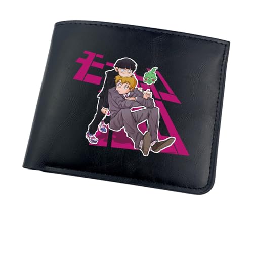 RYNDEX M-ob Psyc-ho 100 Anime-Geldbörsen, Cartoon-Münztasche Kleine Geldbörse, PU-Leder Geldbörse Brieftasche Wallet(Color:Black 1)