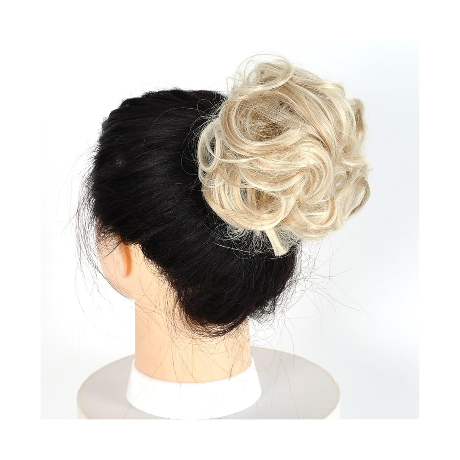 Haarteil Haargummi Lockiger, unordentlicher Haarknoten, Chignon, Donut, Haarpolster, elastisches Haar, synthetisches Haarteil for Frauen Haarverlängerung(14H613)