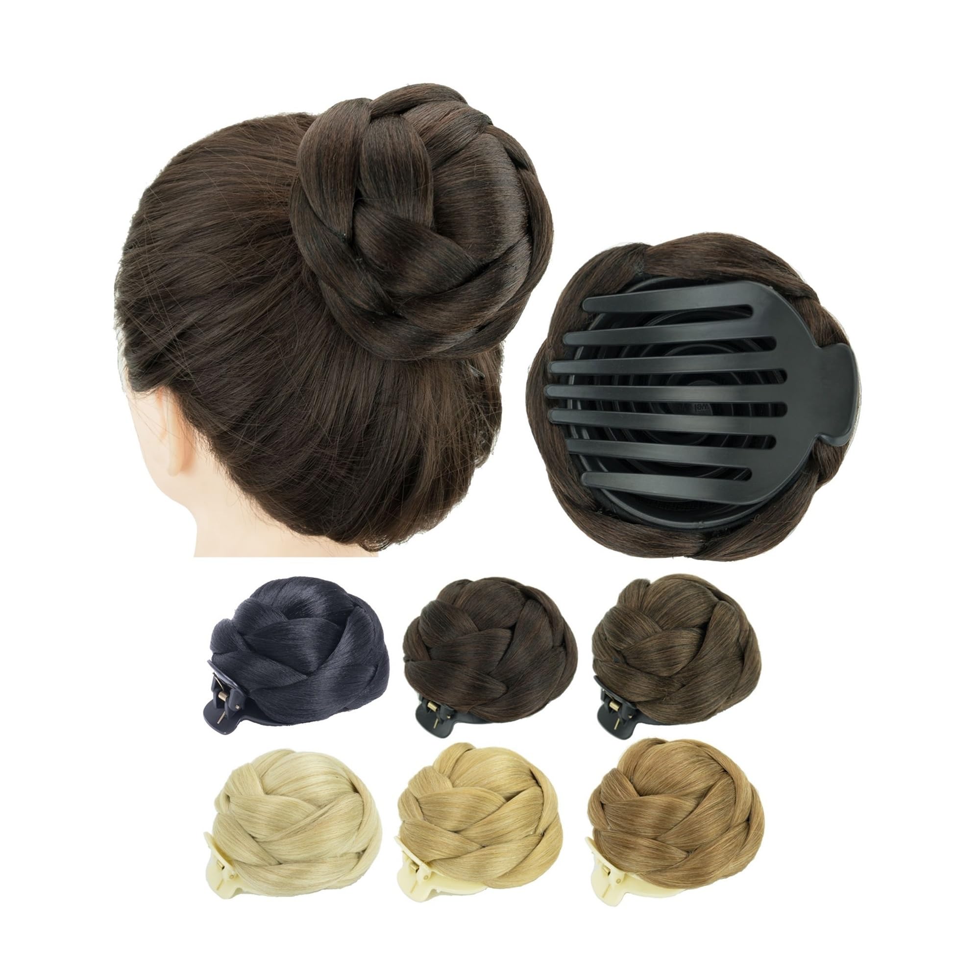 Brötchen Haarteil Synthetisches Haar, geflochten, Chignon, Tänzer-Haar, Donut-Haarteile, Haargummi, Klaue, Haarknoten, Hochsteckfrisur for Hochzeitsfeier Brötchen Haarteil(Chocolate Brown)