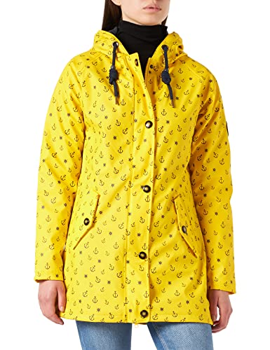 Ankerglut Damen Friesennerz Regenmantel Kapuze Gefüttert Wasserdicht Wetterfest Übergangsjacke #ankerglutwolke Regenjacke, Yellow, 40