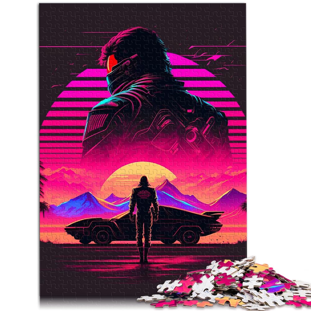 Puzzlespiel Neon-Sonnenuntergang, 1000-teiliges Holzpuzzle für Erwachsene, lustige Aktivitäten zu Hause, Geburtstagsgeschenk, Reisegeschenk, 1000 Teile (50 x 75 cm)