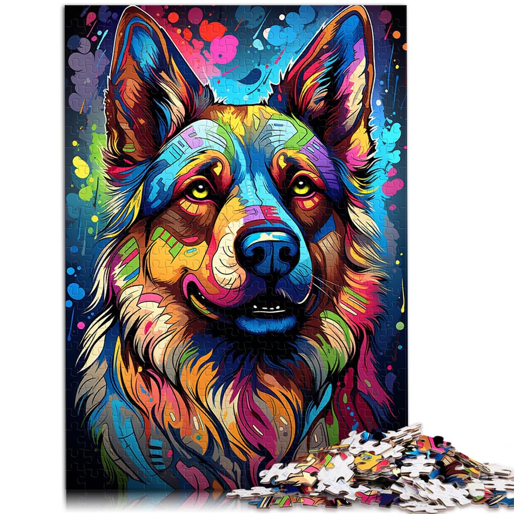 Puzzles Geschenke Spielzeug Bunter Psychedelischer Gemäldehund Puzzles für Erwachsene 1000-Teile Holzpuzzle Stressabbau Schwierige Herausforderung 1000 Teile (50x75cm)