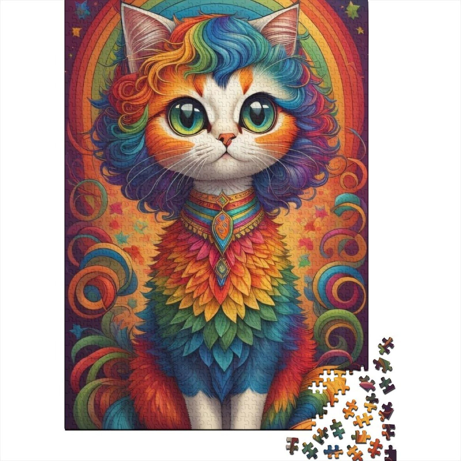 Süßes Katzen-Puzzle für Erwachsene und Teenager, 1000 große Teile, Puzzle für Erwachsene, Lernspiel, Herausforderungsspielzeug, 75 x 50 cm