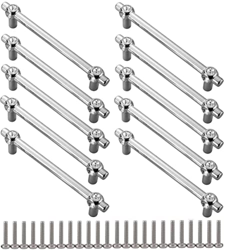 ZESLIV T Stangengriffe Strass Bogengriffe Silber (10er Set) Bohrlochabstand 128mm Möbelgriffe mit Schrauben Schubladengriffe Türgriffe Türknopf Schrankgriffe